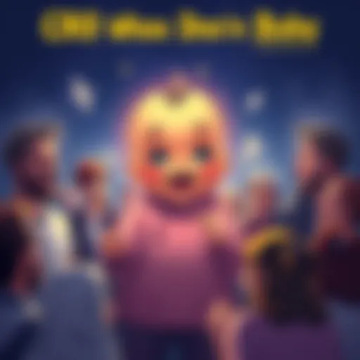 Illustration of CRO Whachuu Doo'n Baby surrounded by excited people discussing it