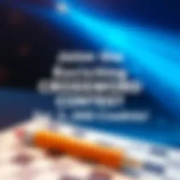 A vibrant graphic showing a crossword puzzle with a pencil and the text 'Join the Crossword Contest for 2,000 Credits'