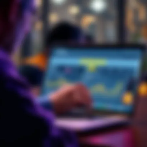 A person analyzing cryptocurrency investments on a laptop with Binance website visible.