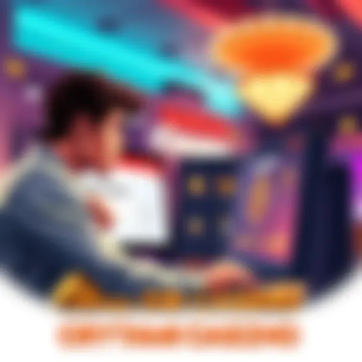 A graphic showing a frustrated person at a computer while looking at a crypto casino website, highlighting transaction problems.