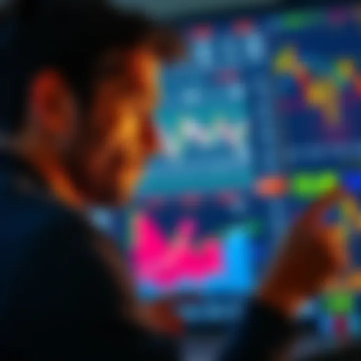 Individual with a puzzled expression examining cryptocurrency charts and graphs, reflecting on HMRC's crypto disposal rules