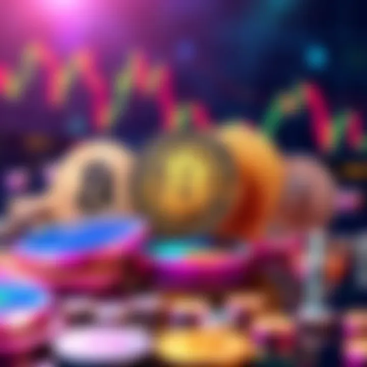 Visual representation of five promising cryptocurrency coins with financial charts and dollar signs