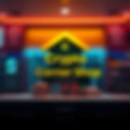 Logo of Crypto Corner Shop showcasing low transaction fees and Dash support