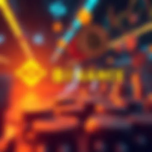 A graphic showing digital coins moving towards the Binance logo, symbolizing the withdrawal of cryptocurrency funds.
