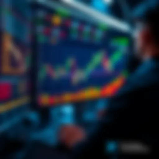 A trader analyzing crypto charts with graphs and data on a computer screen