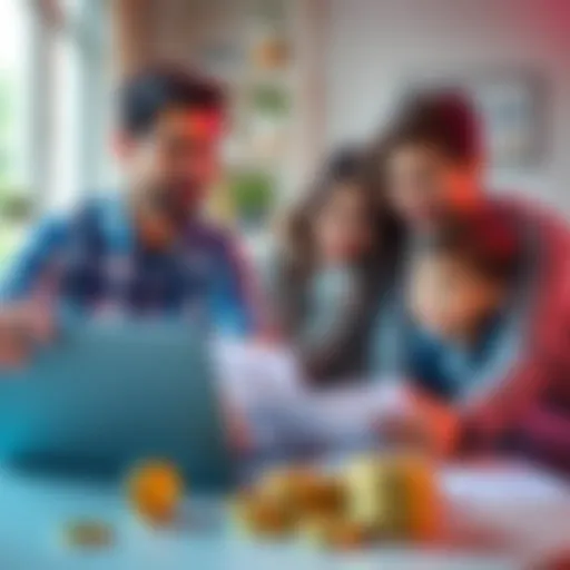 A family discussing how to pass on cryptocurrency inheritance with a will and secure seed phrases in front of a laptop.