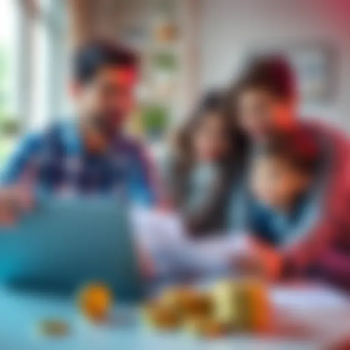 A family discussing how to pass on cryptocurrency inheritance with a will and secure seed phrases in front of a laptop.