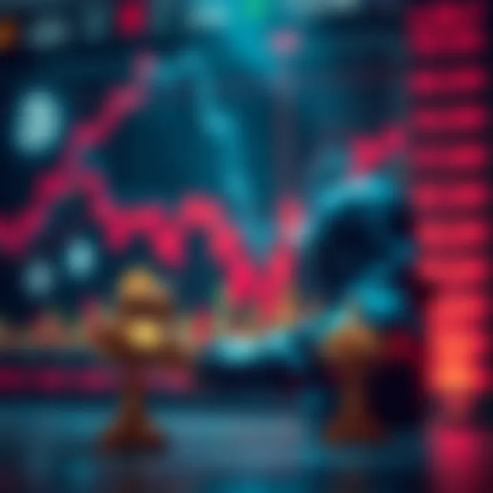 An investor weighing options between consolidating crypto assets and holding on to underperforming investments with charts and crypto symbols in the background.