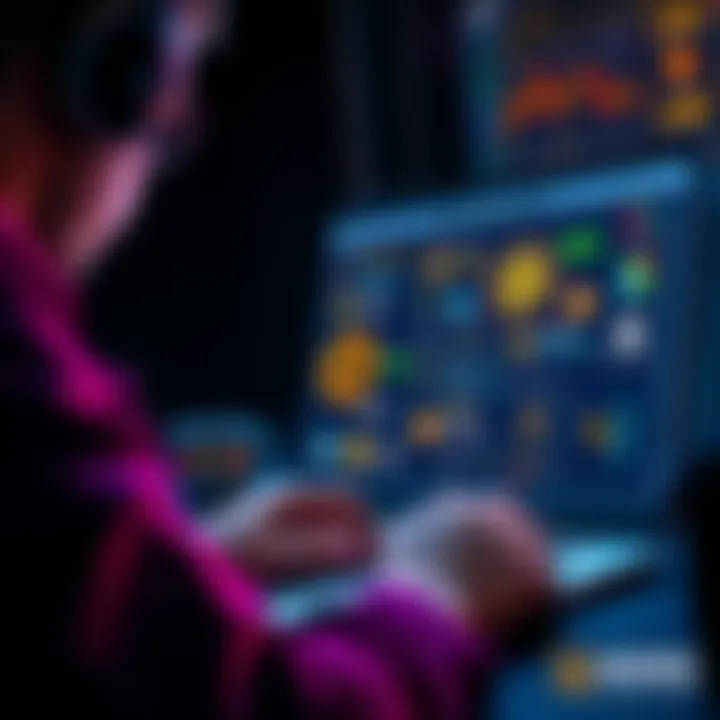 A person analyzing various cryptocurrency platforms on a laptop screen, focusing on lump sum investment options.