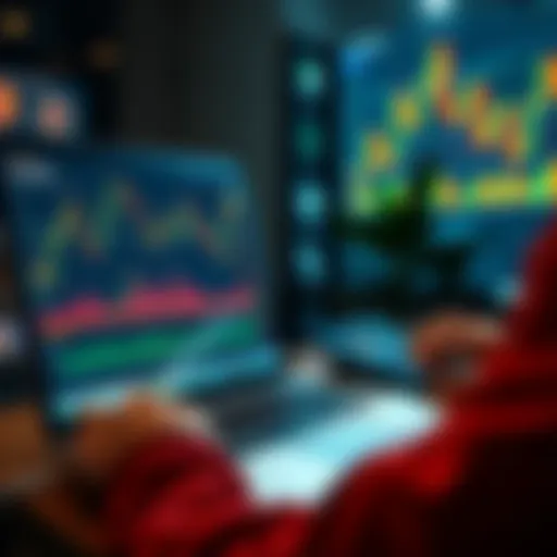 A person analyzing cryptocurrency charts with a laptop and calculator, considering investment strategies to grow their portfolio.