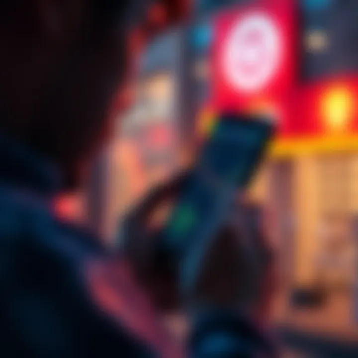 A person checks their phone for information on transferring funds from a CBA business bank account to the OKX crypto exchange, with charts and graphs visible on the screen.