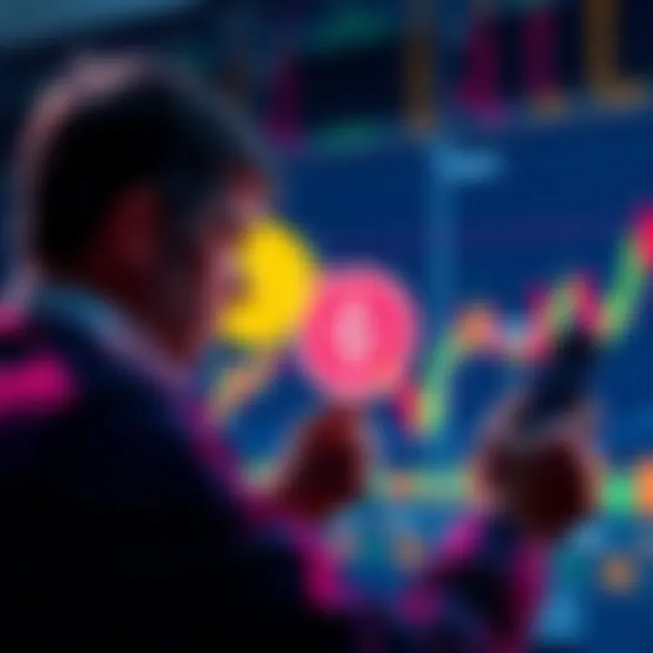 A person reviewing cryptocurrency charts with Bitcoin and Ethereum symbols in the background, contemplating realistic price targets