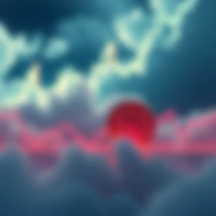 A chart showing fluctuating Bitcoin prices, with a cloudy background symbolizing uncertainty in the market for 2026.