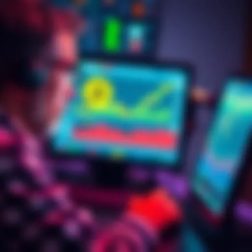 A person looking at computer charts and reports to find new cryptocurrencies for investment