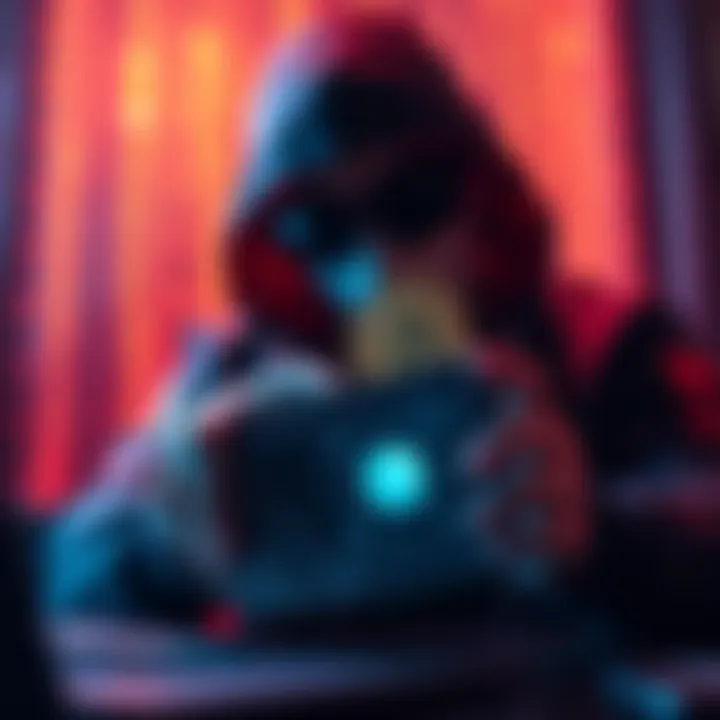 A representation of hackers stealing cryptocurrency, showing a digital wallet being accessed by a shadowy figure.