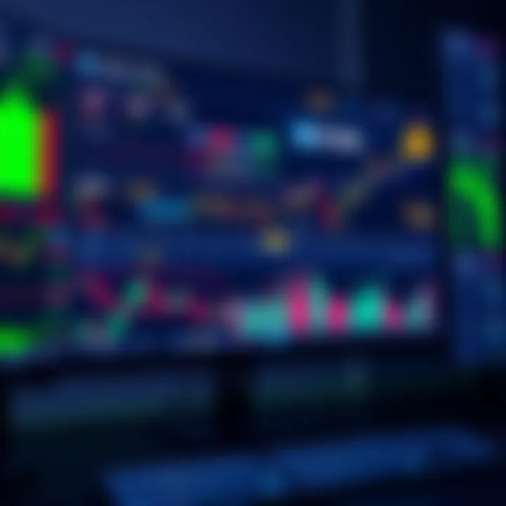 A computer screen displaying various cryptocurrency trading bot interfaces and charts, illustrating automated trading