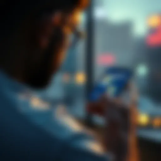 Individual looking at smartphone screen to convert BTC and ETH to Monero while preparing to move to a new country