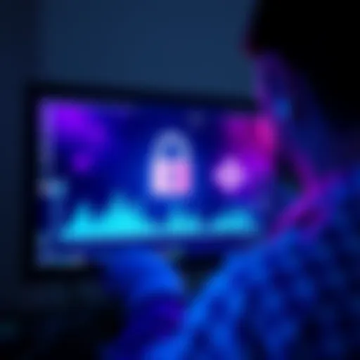 A person securing their crypto wallet on a computer screen with a lock symbol and XRP logo.