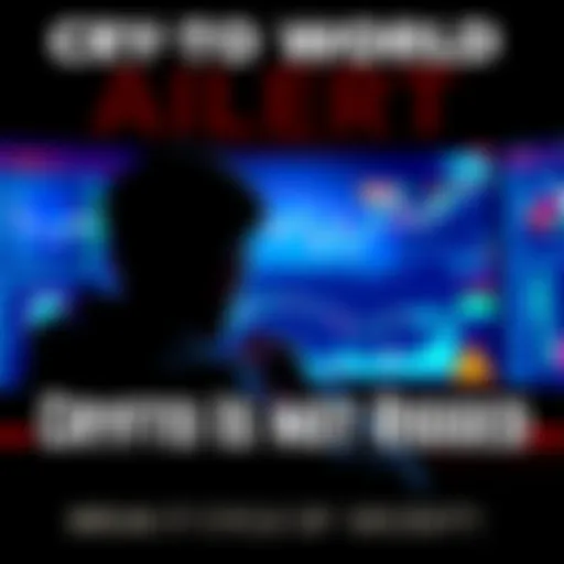 A person looking at a computer screen displaying crypto charts and warning signs, symbolizing awareness in the crypto market.