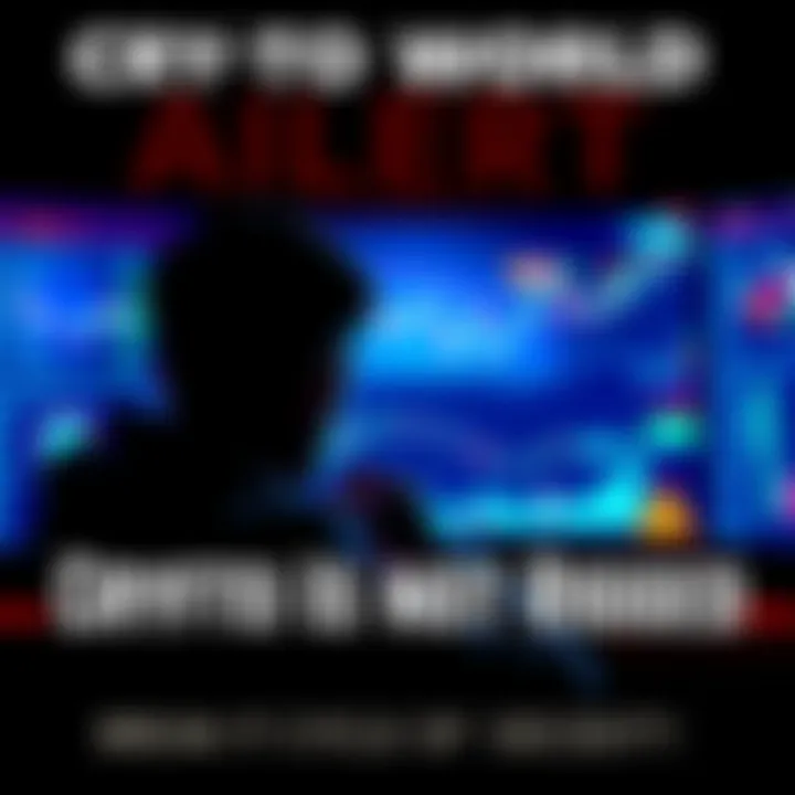 A person looking at a computer screen displaying crypto charts and warning signs, symbolizing awareness in the crypto market.