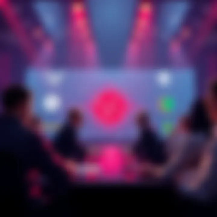 People discussing cryptocurrencies with Ravencoin in the background and various logos of competing cryptocurrencies highlighted.