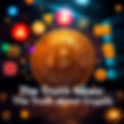 A digital currency symbol surrounded by icons representing risks and scams in the crypto world.