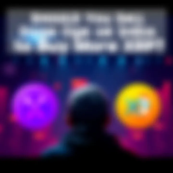 A person contemplating cryptocurrency choices with Dogecoin, Shiba Inu, and XRP logos displayed