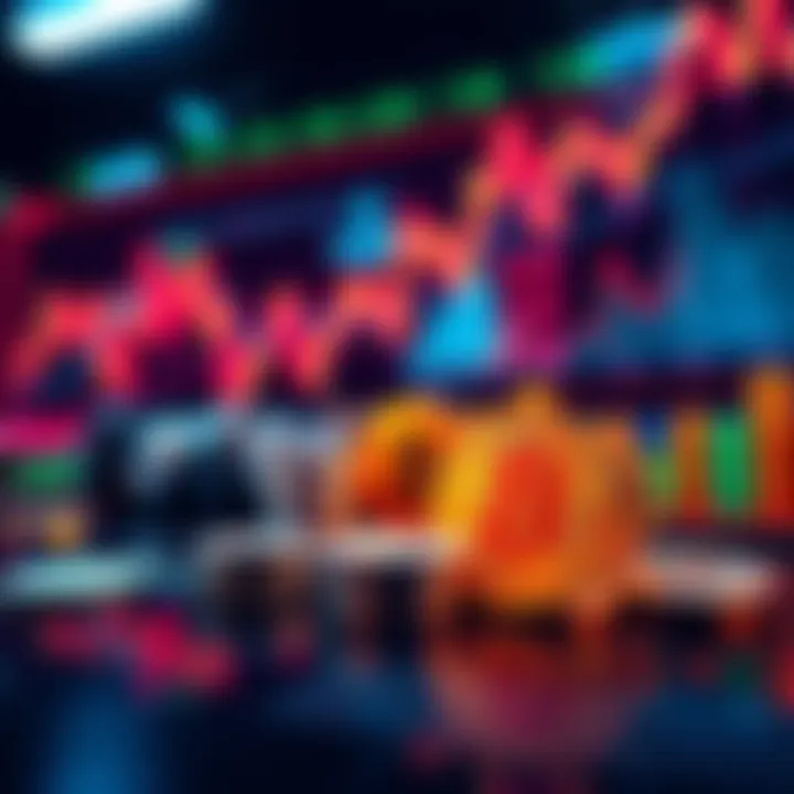 A visual representation of cryptocurrency trends with charts and coins, reflecting current market dynamics and discussions among people.