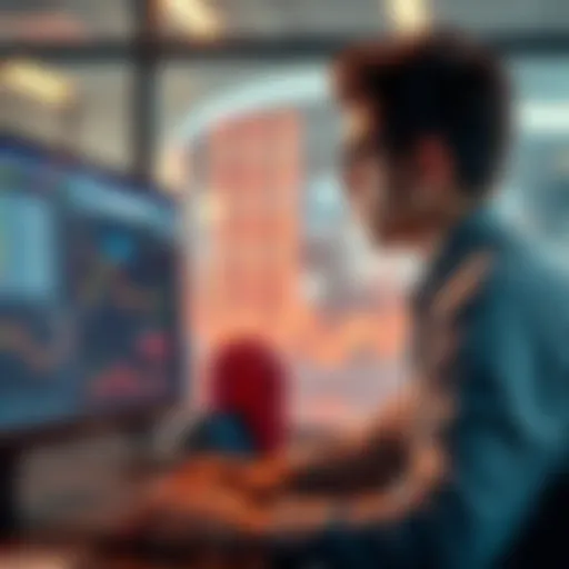 A frustrated investor looking at a computer screen displaying cryptocurrency prices and trading options, symbolizing the challenges in exchanging EXOD/EXIT tokens.