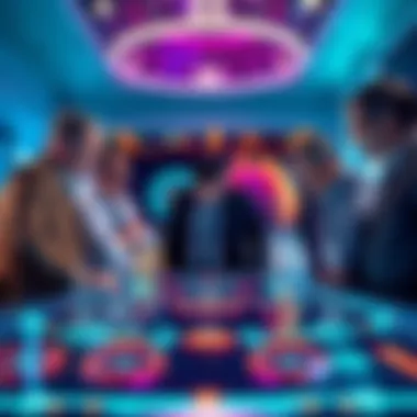 Several key players in finance gathered around a digital display showing custom Ethereum Layer 2 solutions for managing real-world assets.