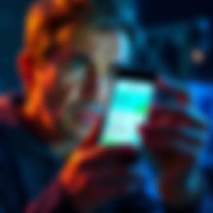 A frustrated customer looking at their phone with a worried expression, showing a financial app interface with incorrect transaction details, indicating a refund issue with Revolut.