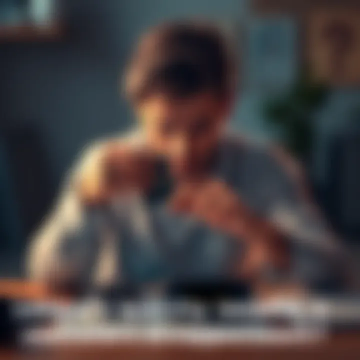 A frustrated person holding a broken Ledger device, looking disappointed at their desk with multiple devices around them.