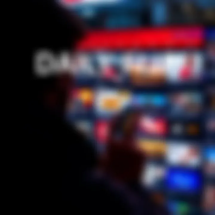 A person looking at a digital screen displaying various news articles and trends.
