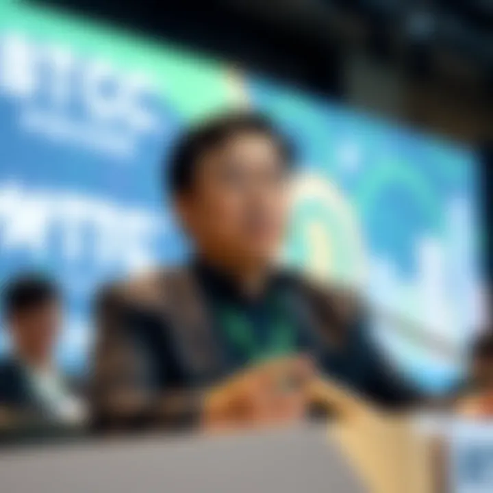 Dan Liu, CEO of BTCC, speaks about the importance of sustainability in cryptocurrency at a conference
