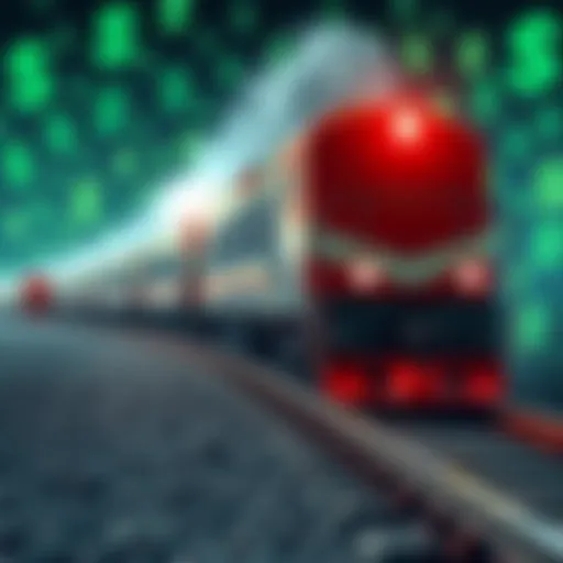 A train moving along a track, representing continuous investment, with dollar signs in the background.
