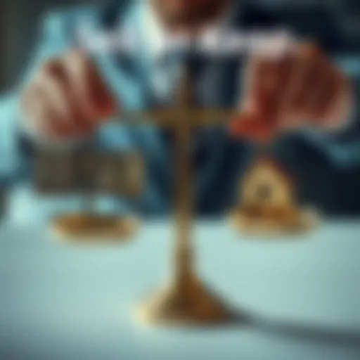 A person weighing options with a scale, one side holding cash and the other holding a house key, symbolizing the choice of selling or keeping an asset.