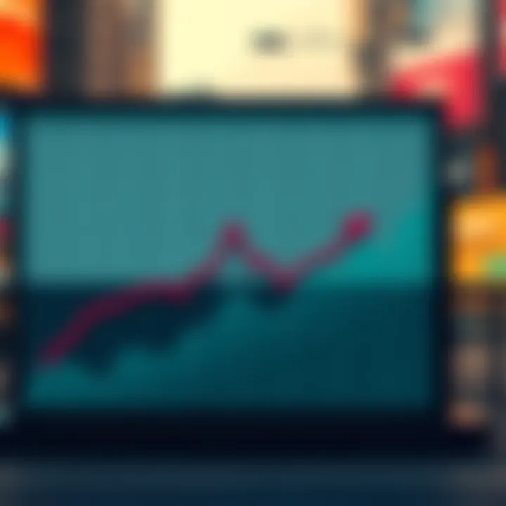 A graph showing a downward trend in advertising spending with empty billboards in the background