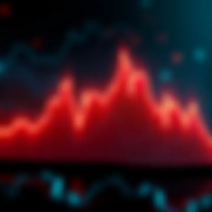 A graph showing the dollar's decline with a downward trend and financial symbols