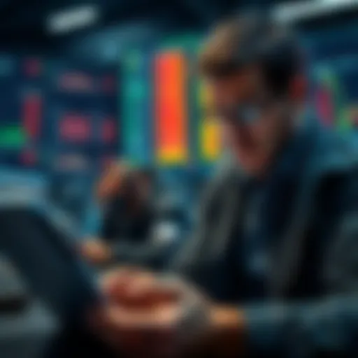 Frustrated traders looking at charts on their devices, highlighting issues with deposits and withdrawals at major exchanges.