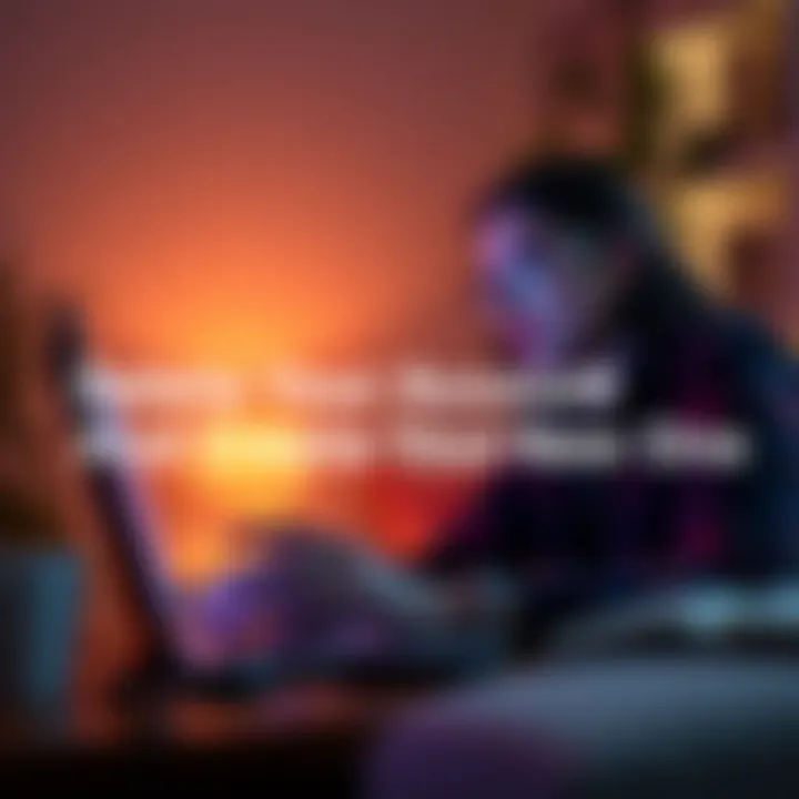 A person using a laptop to delete an online account, looking thoughtful about future options.