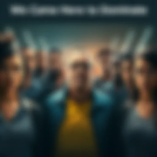 A diverse group of people showing determination and ambition, symbolizing the drive for power and dominance in society.