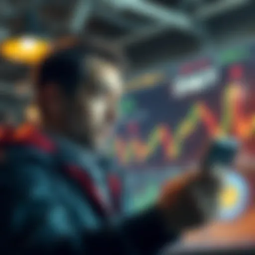 A token developer looking concerned while reviewing charts showing a market downturn