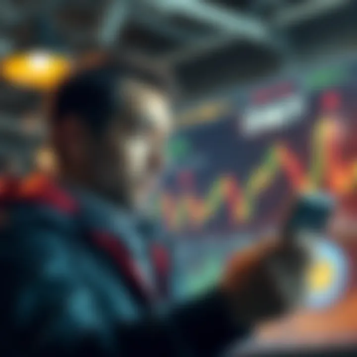 A token developer looking concerned while reviewing charts showing a market downturn