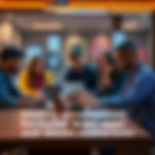 A group of developers discussing a web3 application and smart contracts at a table with laptops and notes