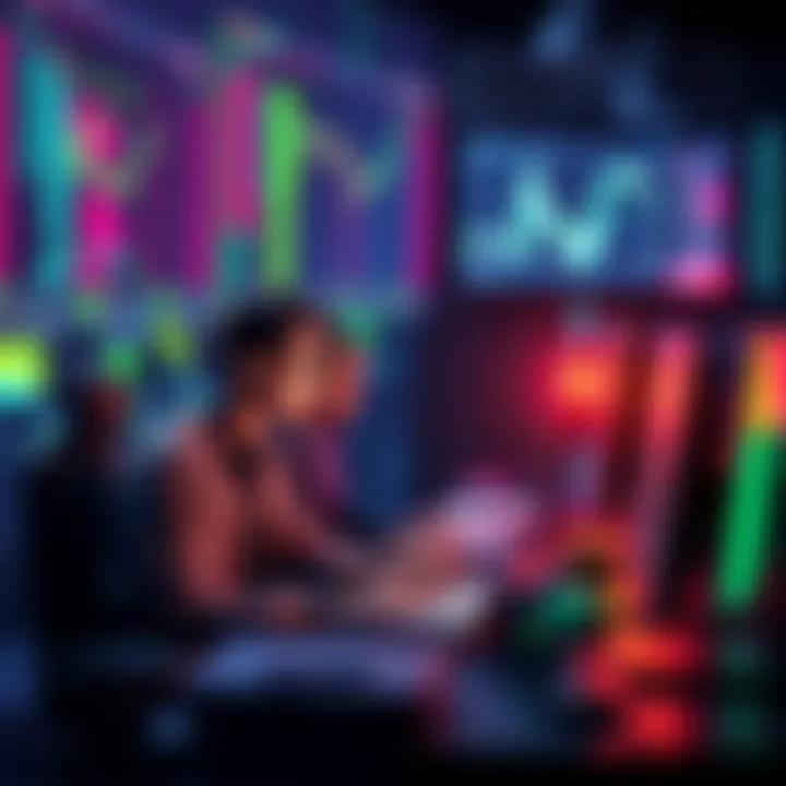 A group of developers and traders working together on computers, sharing ideas and discussing projects in a virtual environment.