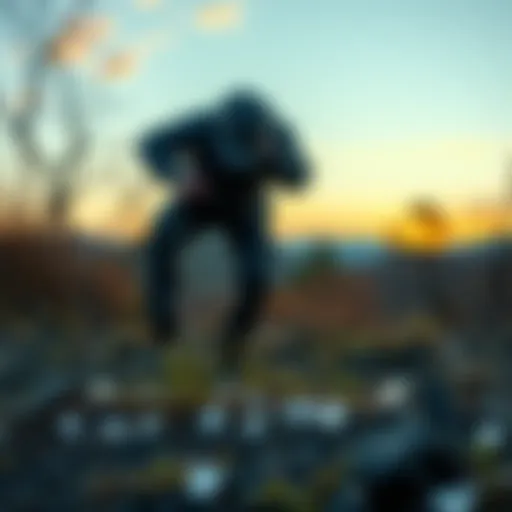 A person bending down to examine the ground while searching for diamonds during a drive in a natural setting