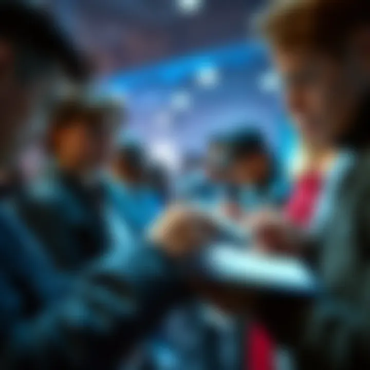 A group of people signing a petition for Digital ID with a clipboard and pens. They look determined and engaged in the cause.