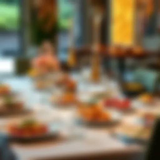 A beautifully arranged dinner table with various dishes and sparkling glasses, ready for a perfect dining experience