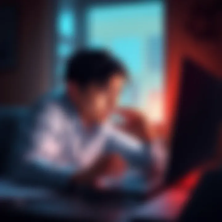 A frustrated person looking at their computer, confused by a missing account notification on Gemini.