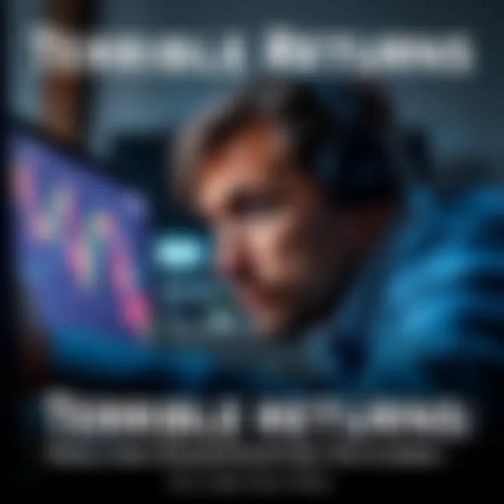 An investor looking frustrated while analyzing stock market trends on a computer screen.